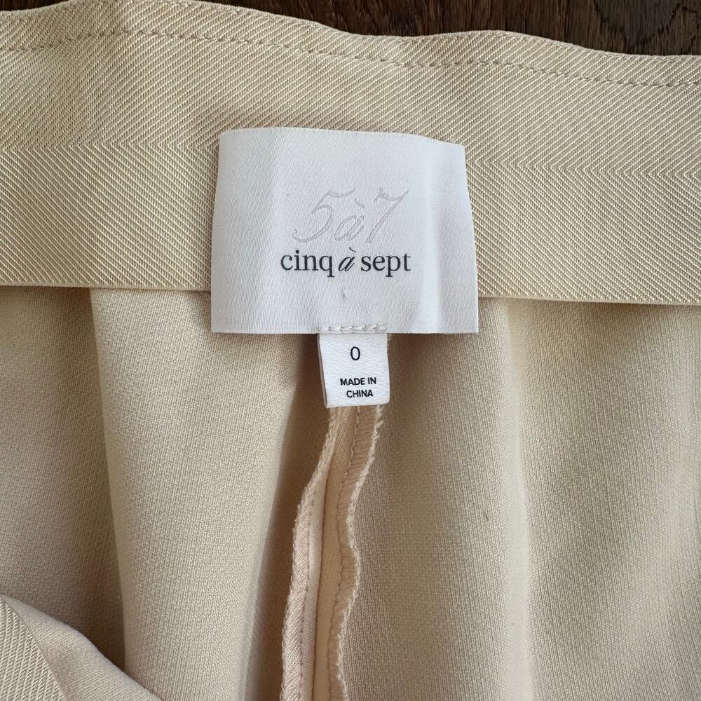 Cinq a Sept Cream Ivory High Waisted Flare Pull On Trousers Ankle Slit Size 0 - Picture 6 of 12